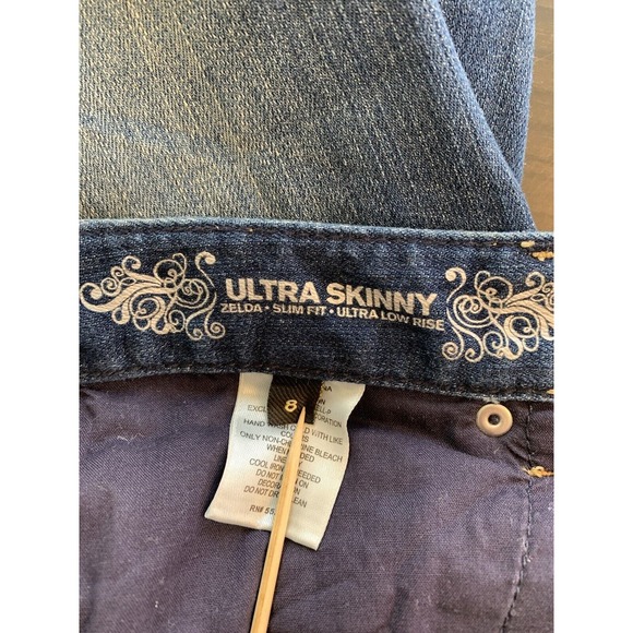 Express Zelda Jeans Women’s 8 Blue Denim Slim Fit Ultra Low Rise Distressed READ - Picture 7 of 16